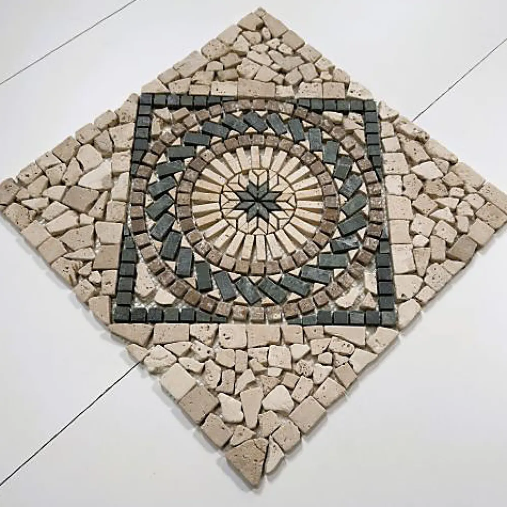 Albedo Pierre Mosaïque<Rosace en Marbre et Travertin - 45X45CM