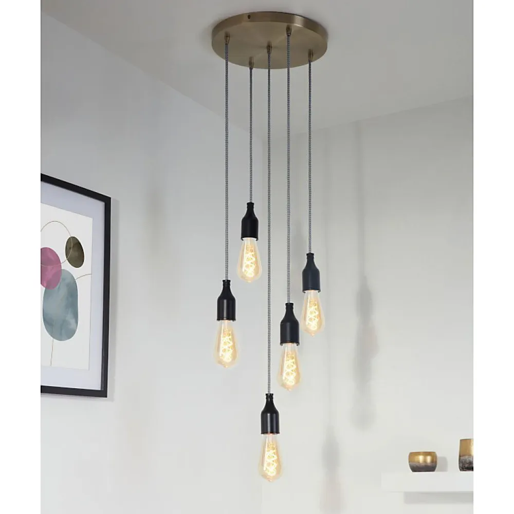 Girard Sudron Rosace plafond ronde métal bronze 5 sorties pour câble 7 mm -- Moulure Et Rosace De Plafond
