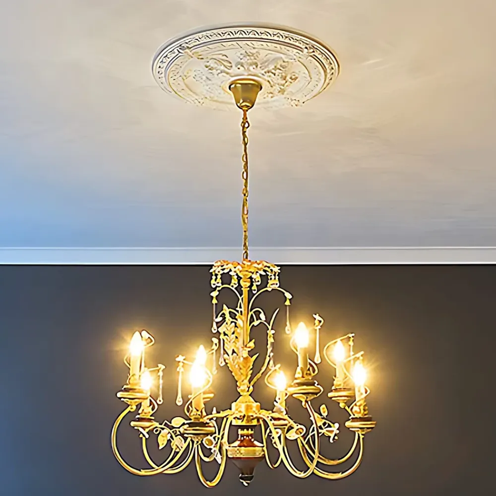 Profhome Rosace 156039 Élement décorative Élement pour plafond diametre 65,9 cm- Moulure Et Rosace De Plafond