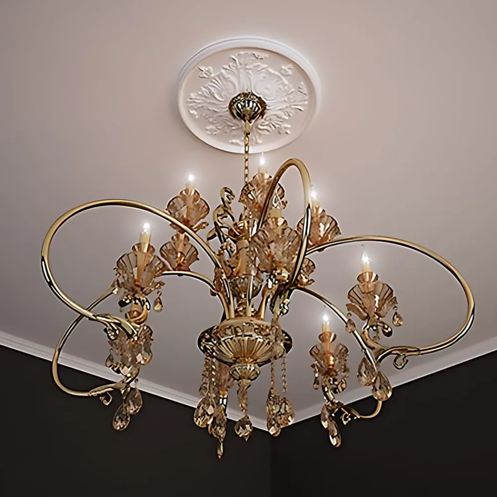 Profhome Rosace 156030 Élement décorative Élement pour plafond diametre 39,5 cm- Moulure Et Rosace De Plafond