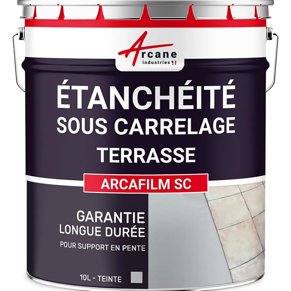 Arcane Industries Résine d'étancheite sous carrelage extérieur pour support avec pente - ARCAFILM SC Gris - 10 L -- Ragréage Et Primaire Pour Carrelage