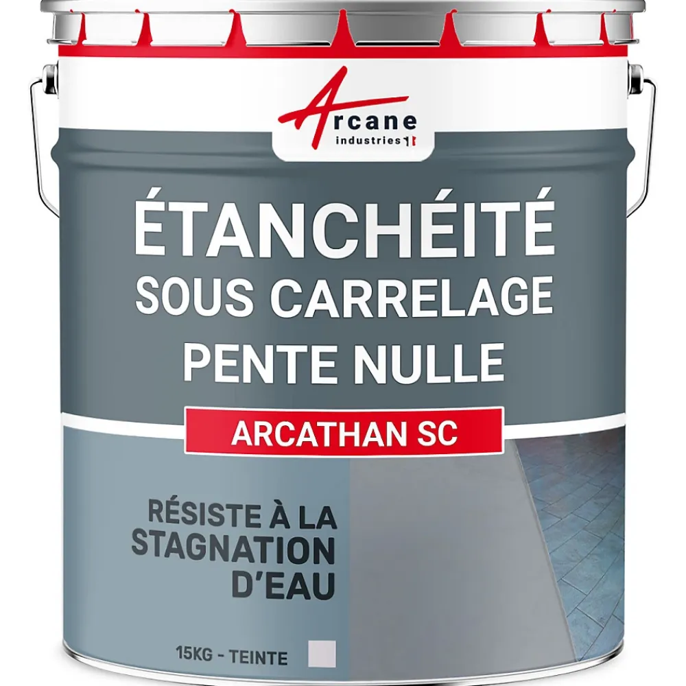 Arcane Industries Résine d'étanchéité sous carrelage polyuréthane - Pente Nulle - ARCATHAN SC Gris - 15 kg -- Ragréage Et Primaire Pour Carrelage