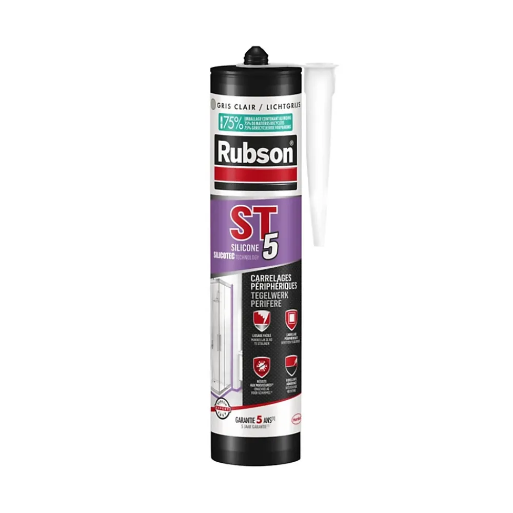 Henkel Joint Carrelage Sol<RUBSON Mastic ST5 sanitaire multi-usages - Cartouche de 280 ml - Multi usage - BEIGE