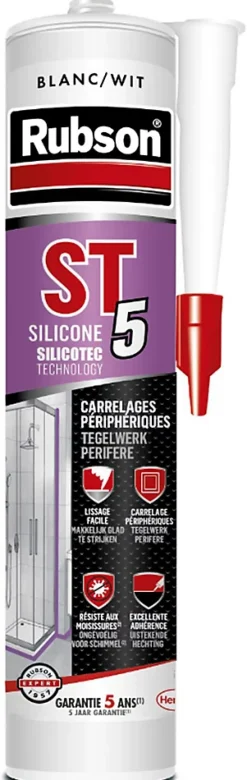 Rubson Joint Carrelage Sol<Mastic ST5 sanitaire multi-usages - Cartouche de 280 ml - Multi usage - GRIS MOYEN