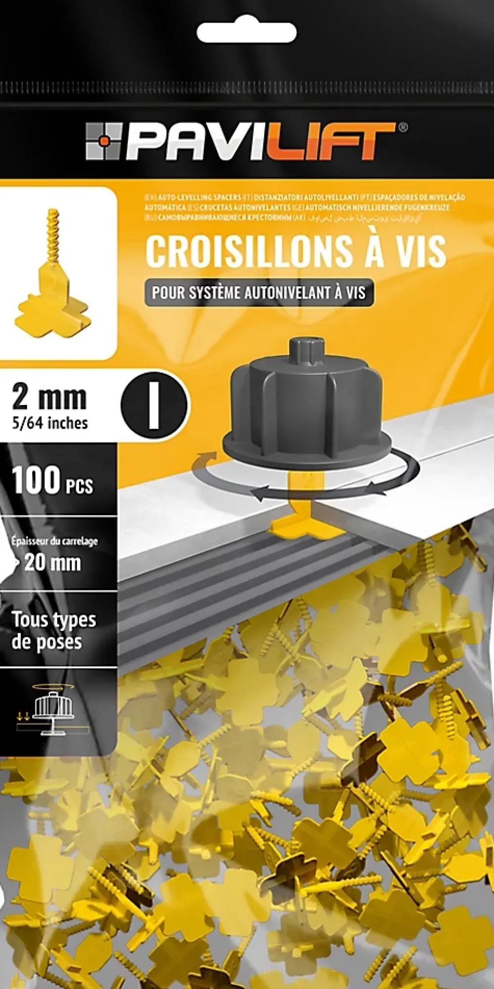 Pavilift Outils Du Carreleur<Sachet de 100 croisillons autonivelants 2 mm en I ®