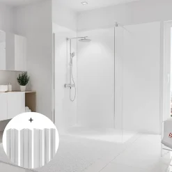 Schulte Panneau Mural De Salle De Bains<pack de 3 panneaux muraux 90x210 cm + 5 profilés - DécoDesign COULEUR - blanc