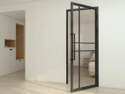 Schulte porte complète intérieure en verre avec cadré - 83x197 cm - transparent - noir mat - droite- Bloc Porte