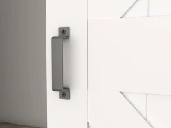 Schulte Porte Coulissante<porte coulissante complète en bois - 90x215cm - porte de grange - chêne - oak blanc - système ouvert noir