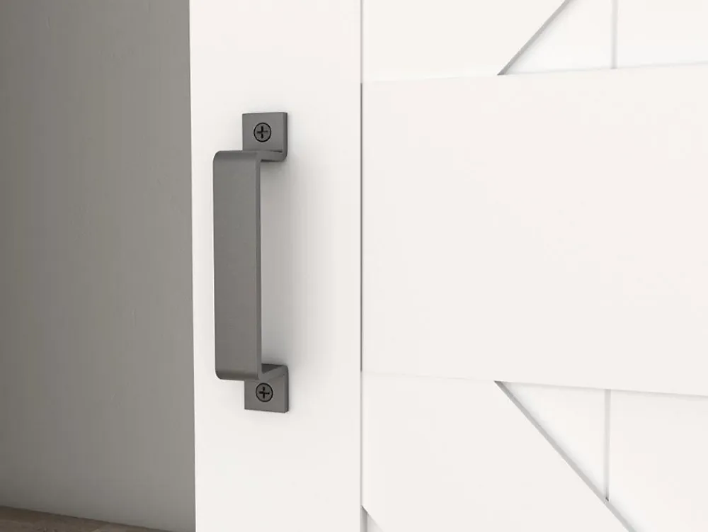 Schulte Porte Coulissante<porte coulissante complète en bois - 90x215cm - porte de grange - chêne - oak blanc - système ouvert noir