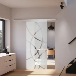 Schulte porte coulissante complète - verre - 88x203cm - décor cercles - poignée ronde + softclose- Porte Coulissante