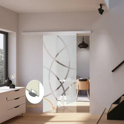 Schulte porte coulissante complète - verre - 88x203cm - décor cercles - poignée ronde + softclose- Porte Coulissante