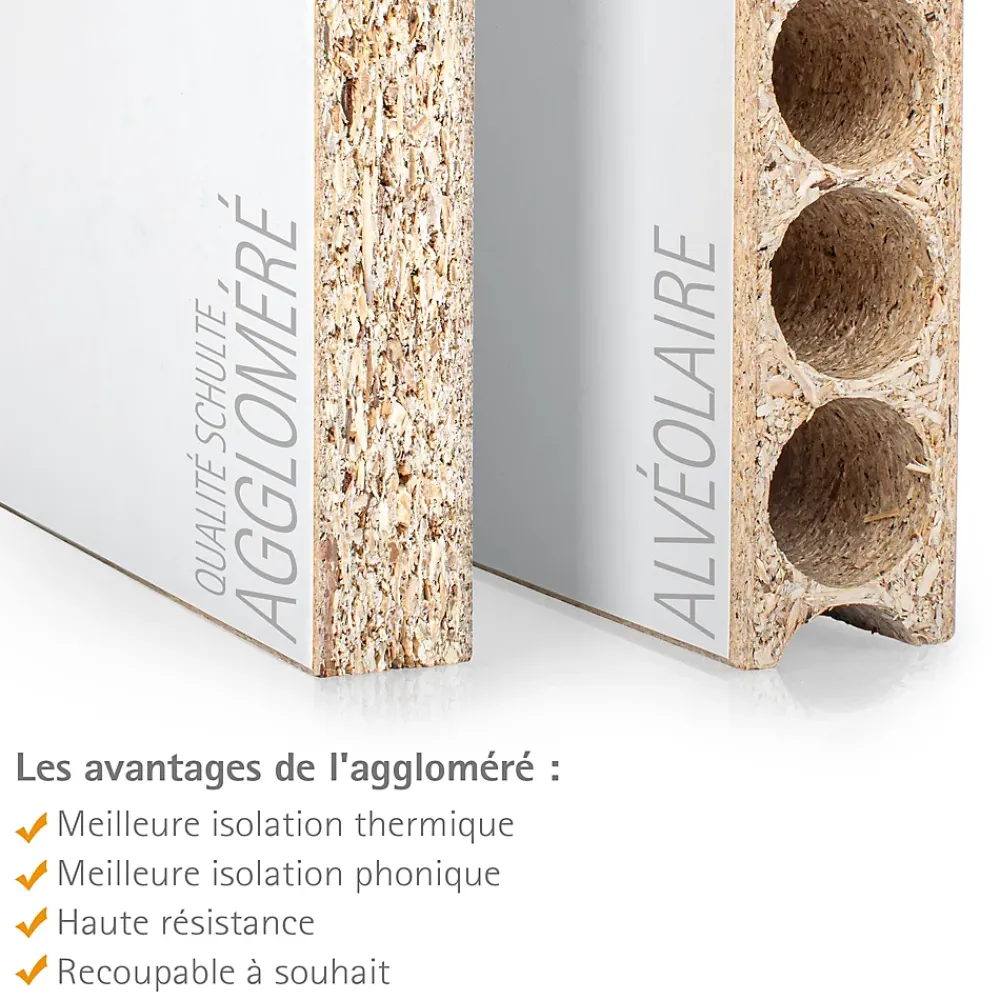 Schulte porte coulissante complète bois -102x220cm - bois blanc - poignée cuvette ronde + double softclose- Porte Coulissante
