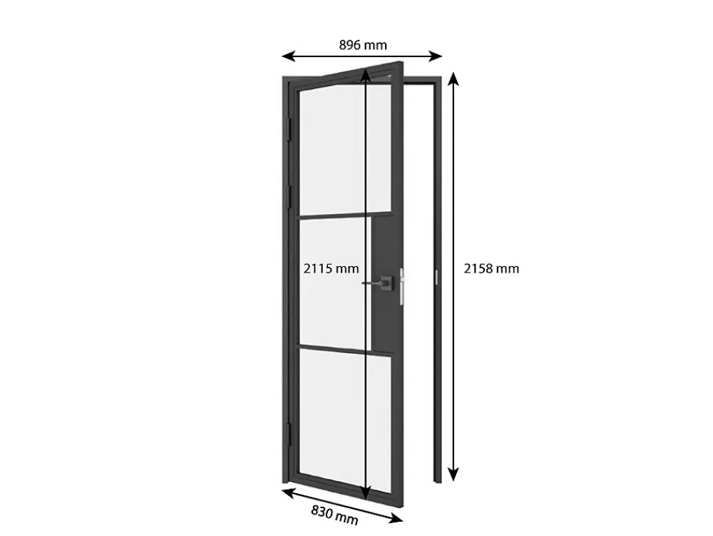 Schulte Porte intérieure en verre - 83x 211 cm- atelier - transparent - 3 rayures- gauche serrure- Bloc Porte