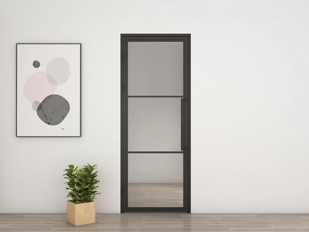 Schulte Porte intérieure en verre - 83 x 211 cm- atelier - transparent - 3 rayures - gauche- Bloc Porte