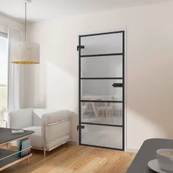 Schulte Porte intérieure en verre - 83 x 197 cm - transparent -4 rayures - réversible- Bloc Porte