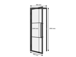 Schulte porte intérieure loft en verre - 83x204 atelier - noir mat - transparent - verrière - 3 vitrages - charnière gauche- Bloc Porte