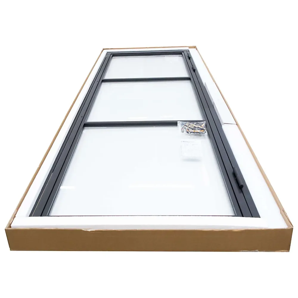 Schulte porte intérieure loft en verre - 83x204 atelier - noir mat - transparent - verrière - 3 vitrages - charnière gauche- Bloc Porte