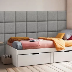 [Neu.Haus] Panneau Mural Décoratif<Set de 4 coussins muraux Carpino en tissu 30 x 30 cm gris clair neu.haus