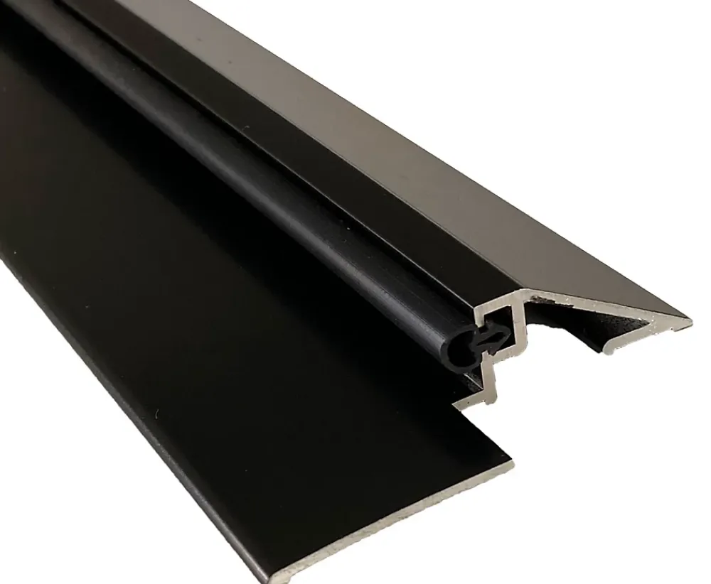 Homewell Seuil de porte PMR (Norme Handicap) alu avec joint et découpe d'angles (Laqué noir, 730mm)- Barre De Seuil|Barre De Seuil