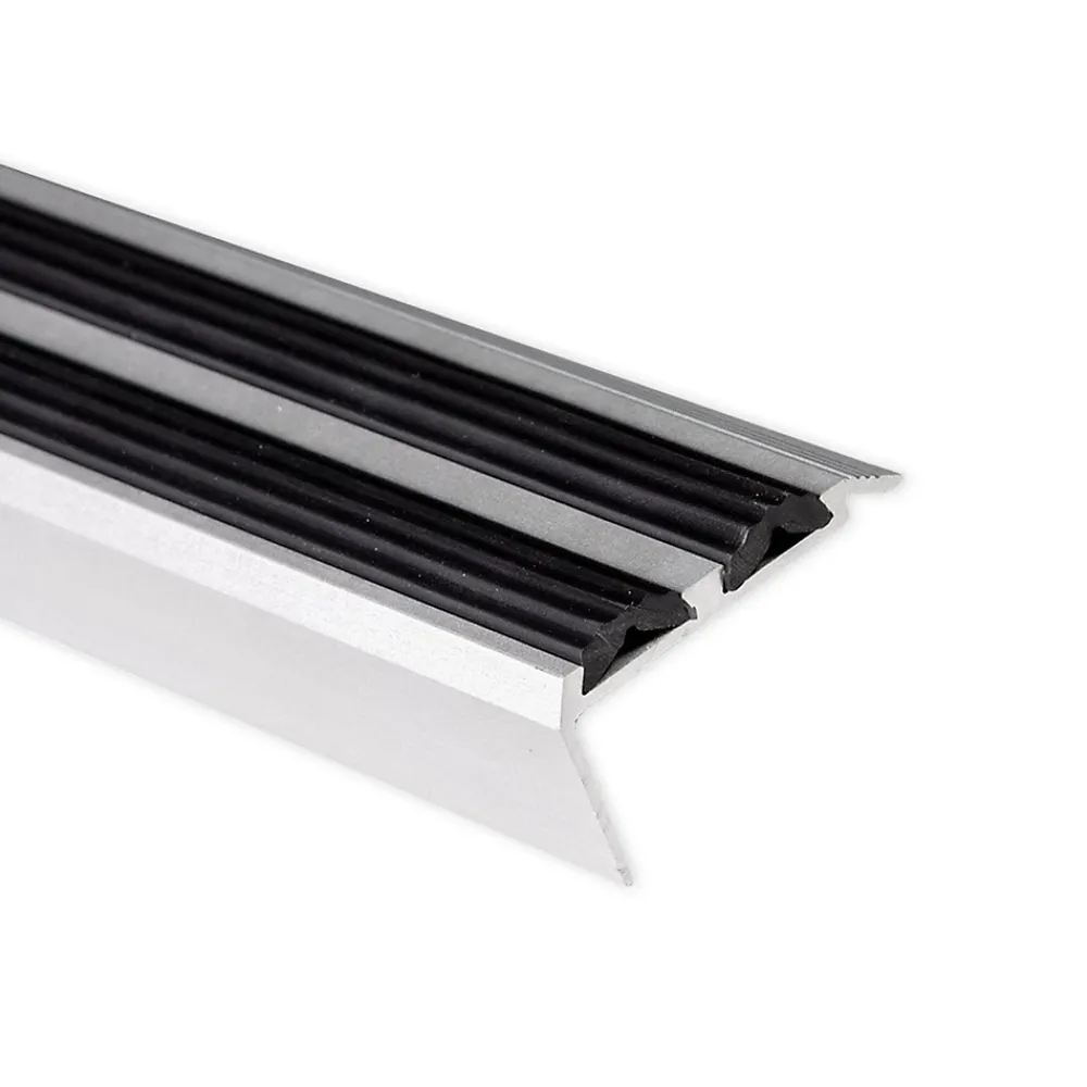Floordirekt Profilé De Rénovation De Marche<Seuil d'escalier Avec double caoutchouc Power Grip Longueur 100 cm Pré-percé Noir -