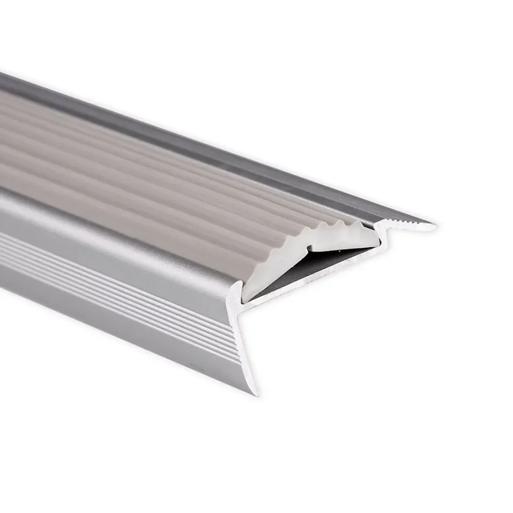 Floordirekt Seuil d'escalier Avec simple caoutchouc Power Grip Longueur: 90 cm Autocollant Gris- Profilé De Rénovation De Marche