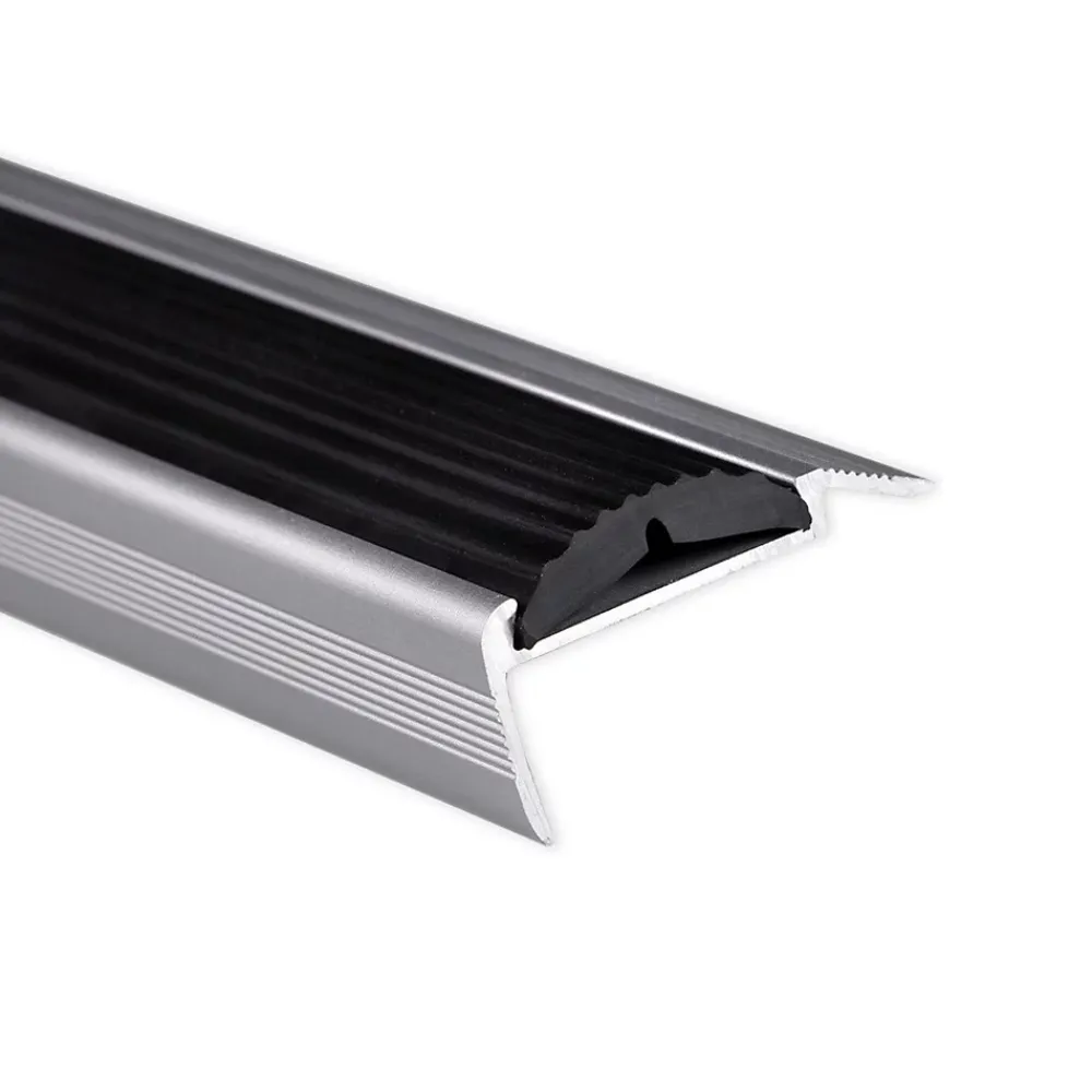 Floordirekt Profilé De Rénovation De Marche<Seuil d'escalier Avec simple caoutchouc Power Grip Longueur: 100 cm Pré-percé Noir
