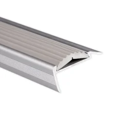 Floordirekt Seuil d'escalier Avec simple caoutchouc Power Grip Longueur: 134 cm Pré-percé Gris- Profilé De Rénovation De Marche