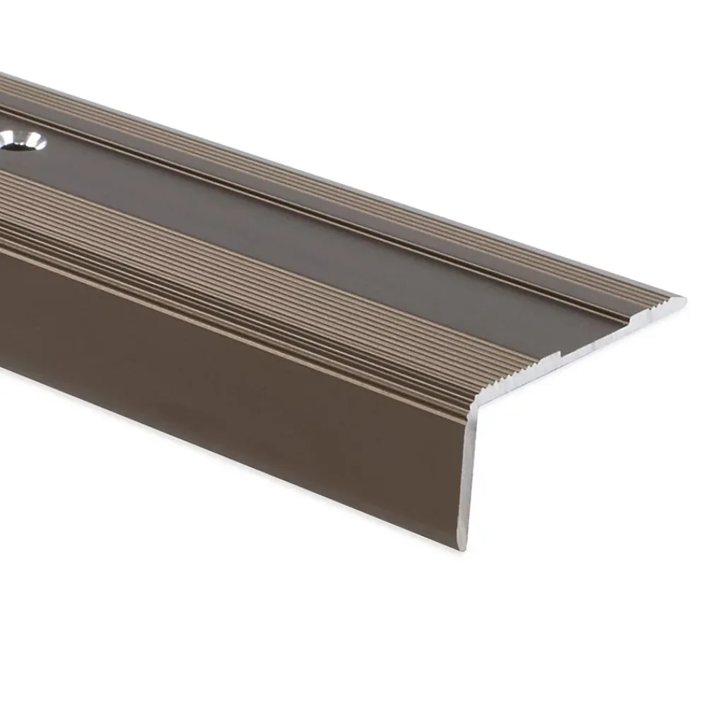 Floordirekt Seuil d'escalier Glory Aluminium anodisé Forme: L Bronze foncé L 134 cm- Profilé De Rénovation De Marche