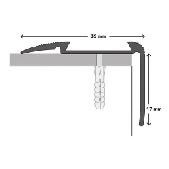 Floordirekt Seuil d'escalier Glory Aluminium anodisé Forme: L Bronze foncé L 134 cm- Profilé De Rénovation De Marche