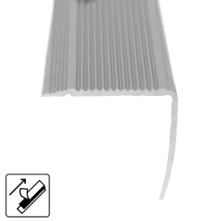 Floordirekt Profilé De Rénovation De Marche<Seuil d'escalier Integral, Forme: L 35 x 30 mm Longueur: 134 cm, Auto-adhésif, Argent