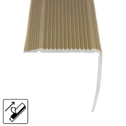 Floordirekt Profilé De Rénovation De Marche<Seuil d'escalier Integral, Forme: L 30 x 20 mm Longueur: 100 cm, Auto-adhésif, Or
