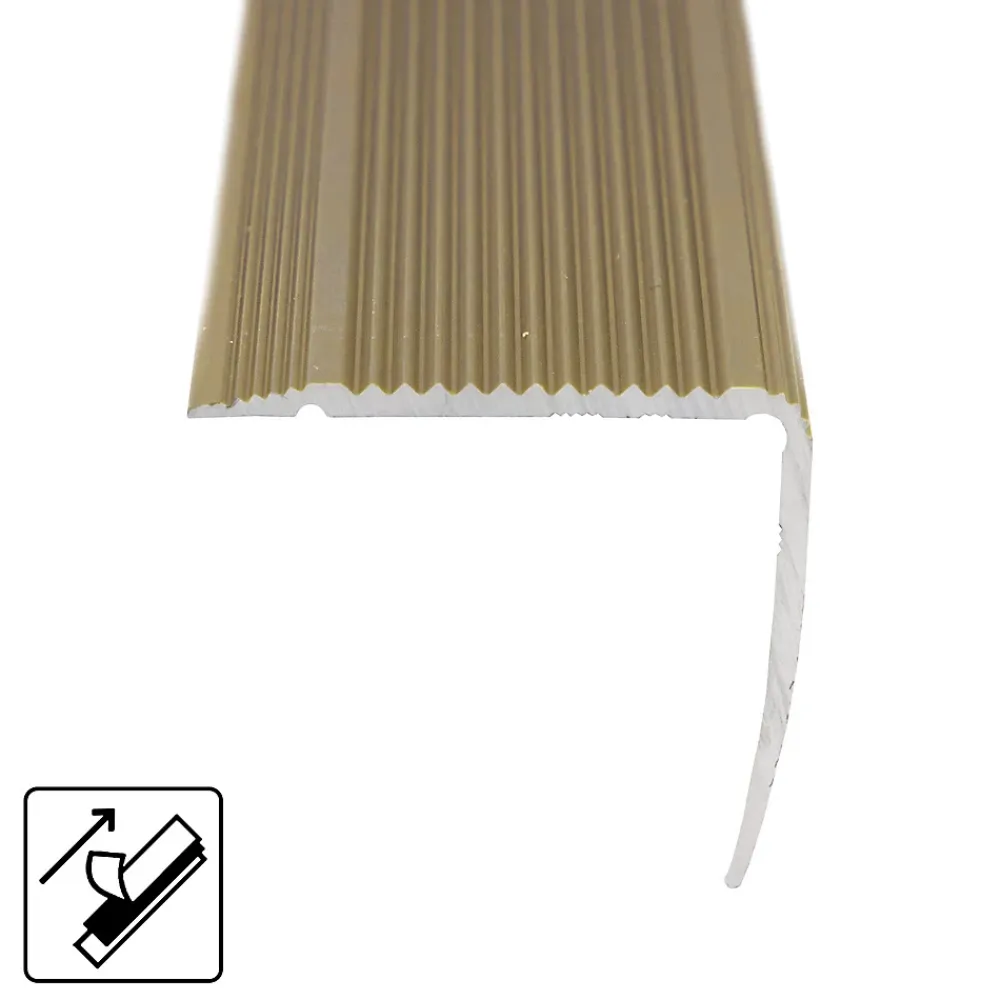 Floordirekt Profilé De Rénovation De Marche<Seuil d'escalier Integral, Forme: L 30 x 20 mm Longueur: 100 cm, Auto-adhésif, Or