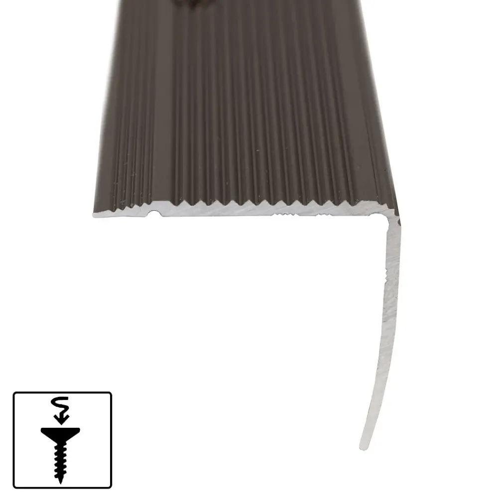 Floordirekt Seuil d'escalier Pré-percé, Forme: L 30 x 20 mm, Longueur: 100 cm, Bronze- Profilé De Rénovation De Marche