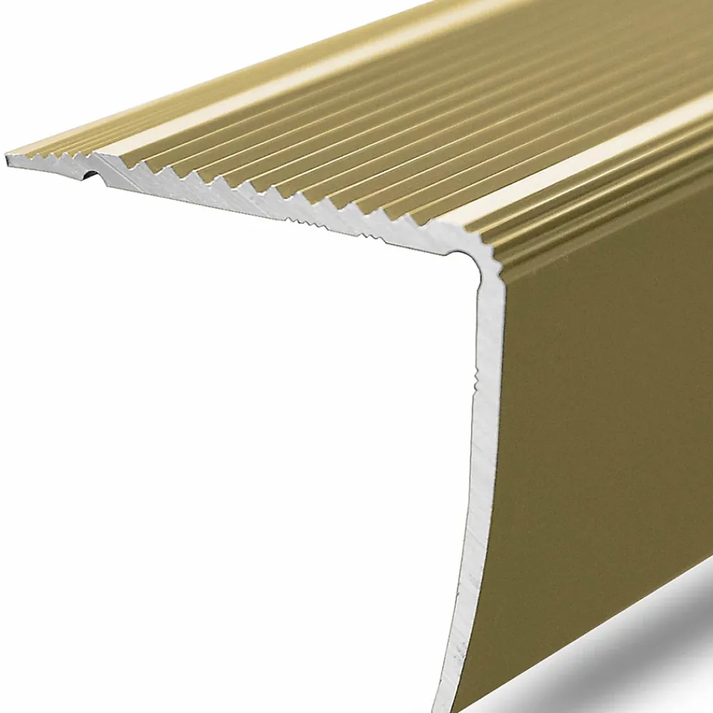 Floordirekt Seuil d'escalier Pré-percé, Forme: L 30 x 20 mm, Longueur: 134 cm, Or- Profilé De Rénovation De Marche