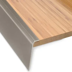 Floordirekt Seuil d'escalier Safety Forme F Aluminium anodisé Bronze clair S 90 cm- Profilé De Rénovation De Marche
