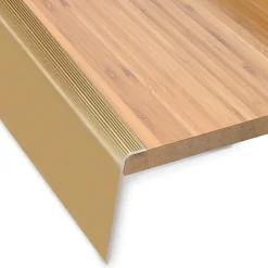 Floordirekt Seuil d'escalier Safety Forme: F Aluminium anodisé Or élégant M 100 cm- Profilé De Rénovation De Marche
