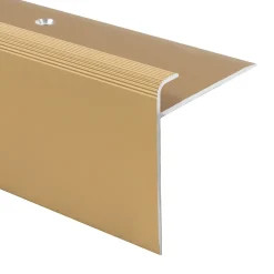 Floordirekt Profilé De Rénovation De Marche<Seuil d'escalier Safety Forme: F Aluminium anodisé Or élégant L 134 cm