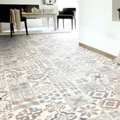 Tarkett Lino Sol Vinyle Pvc<Sol Lino - Carreaux de ciment - Naturel - Rouleau de 3m x 6m