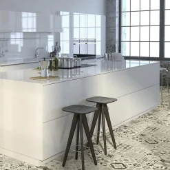 Tarkett Sol Lino - Carreaux de ciment - Noir - Rouleau de 2m x 5m- Lino Sol Vinyle Pvc