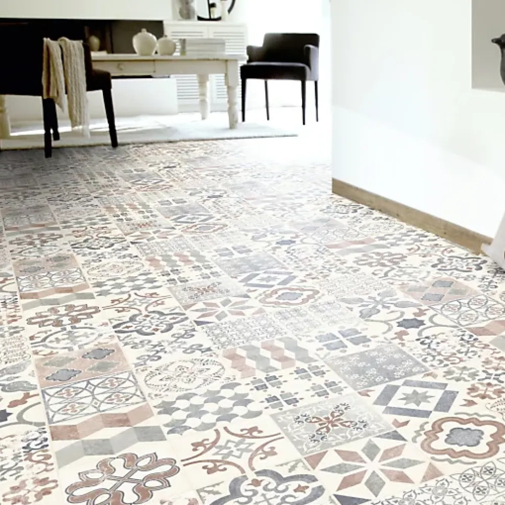 Tarkett Lino Sol Vinyle Pvc<Sol Lino - Carreaux de ciment - Naturel - Rouleau de 2m x 2m