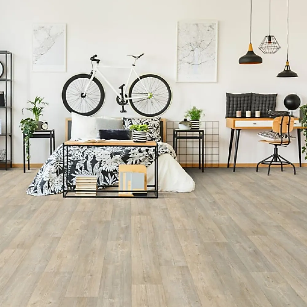 Décoweb Lino Sol Vinyle Pvc<Sol Lino - Imitation parquet bois blanc vieilli - Rouleau de 4m x 25m