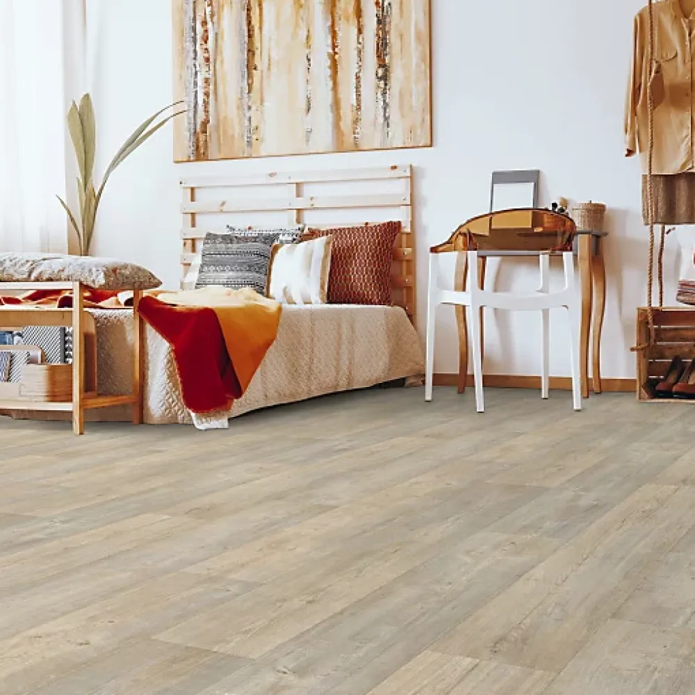 Décoweb Sol Lino - Imitation parquet bois blanc vieilli - Rouleau de 2m x 4m- Lino Sol Vinyle Pvc