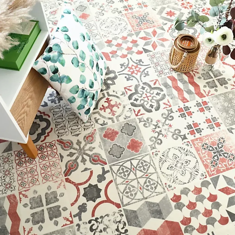 Tarkett Sol Lino Carreaux de ciment - Brique - Rouleau de 2m x 2m- Lino Sol Vinyle Pvc