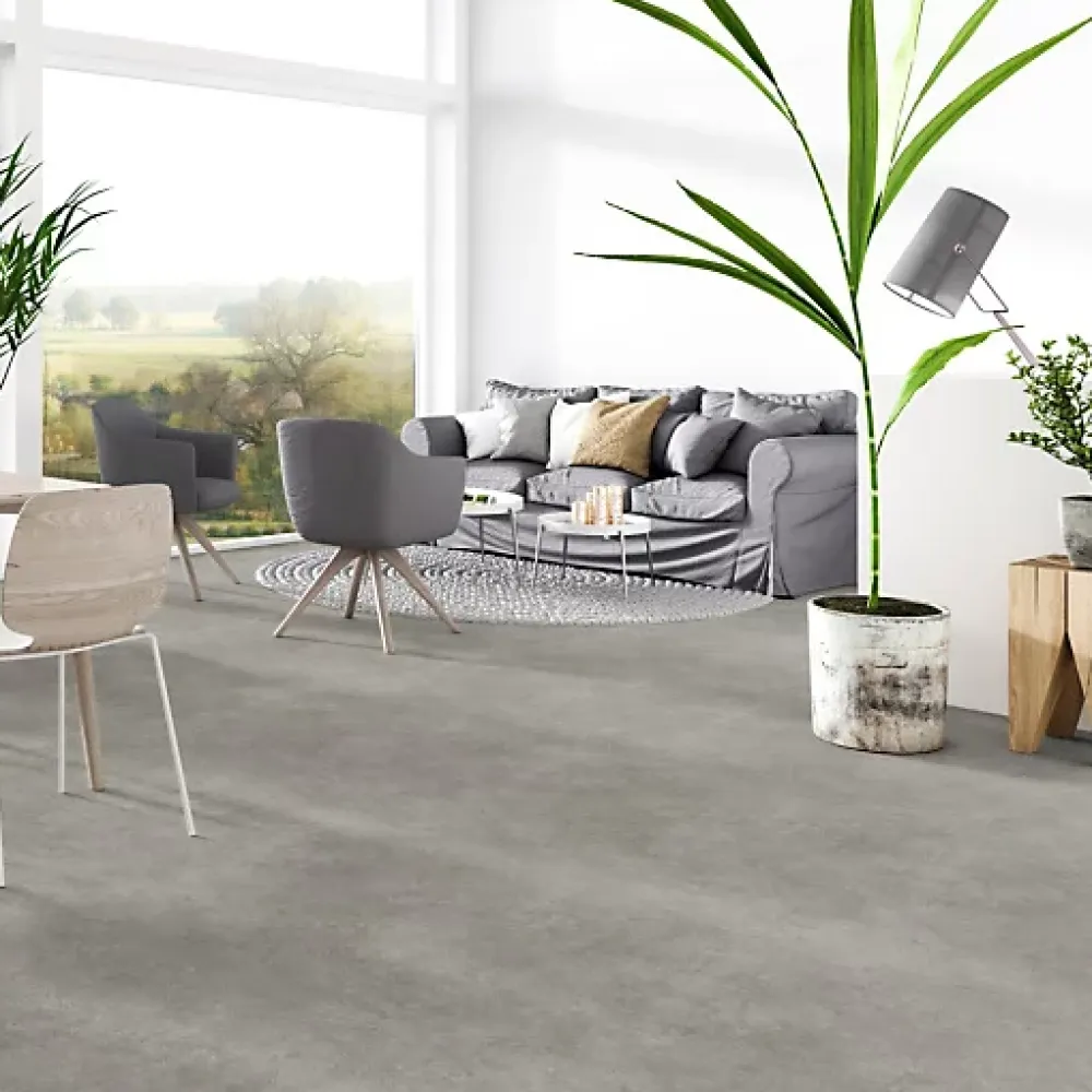 Tarkett Sol PVC Best - Effet Béton Gris - Rouleau de 2m x 2m- Lino Sol Vinyle Pvc