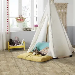 Tarkett Sol PVC Imitation parquet Mélèze Brun Clair - Rouleau de 4m x 6m- Lino Sol Vinyle Pvc