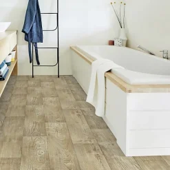Tarkett Sol PVC Imitation parquet Mélèze Brun Clair - Rouleau de 4m x 6m- Lino Sol Vinyle Pvc