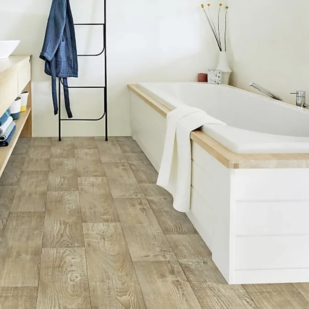 Tarkett Sol PVC Imitation parquet Mélèze Brun Clair - Rouleau de 4m x 6m- Lino Sol Vinyle Pvc