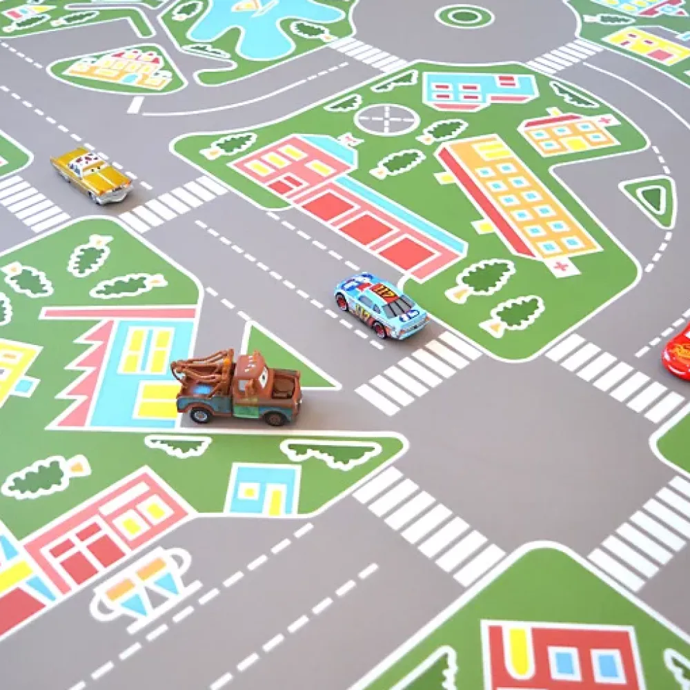Tarkett Lino Sol Vinyle Pvc<Sol PVC pour enfants - Rues de la ville verte - Rouleau de 3m x 3m