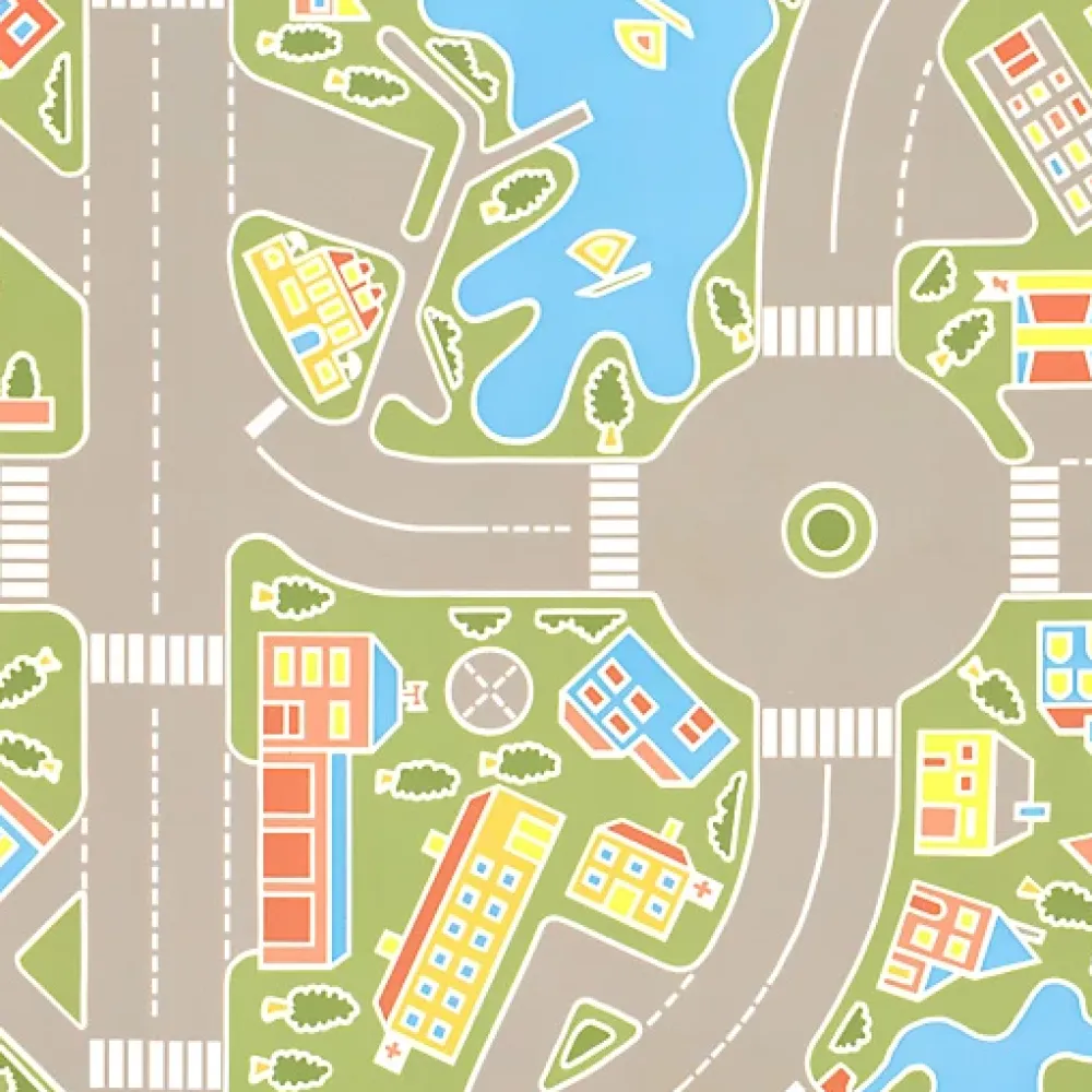 Tarkett Lino Sol Vinyle Pvc<Sol PVC pour enfants - Rues de la ville verte - Rouleau de 3m x 3m