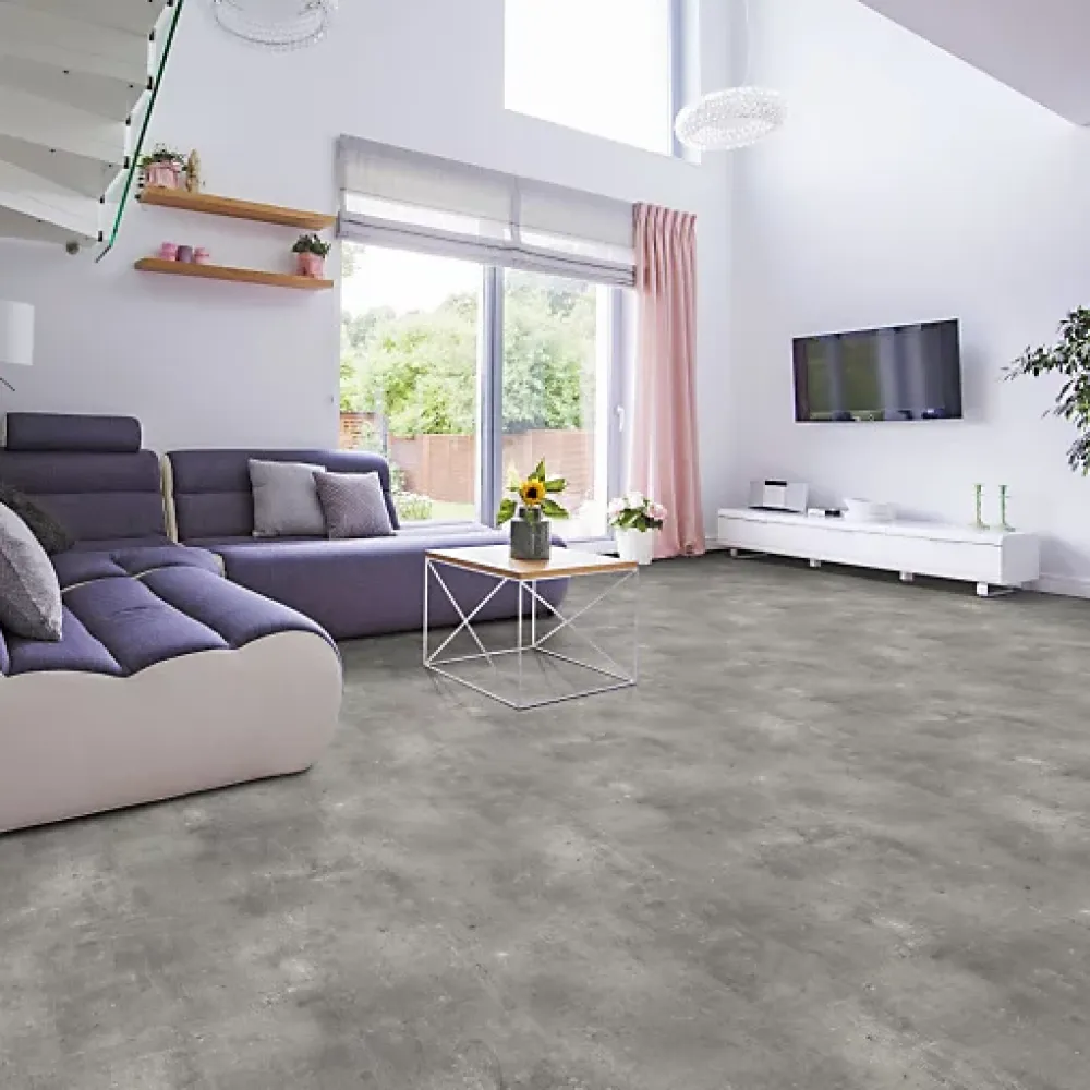 Décoweb Lino Sol Vinyle Pvc<Sol PVC Textile - Aspect béton griffé gris - Rouleau de 4m x 4m
